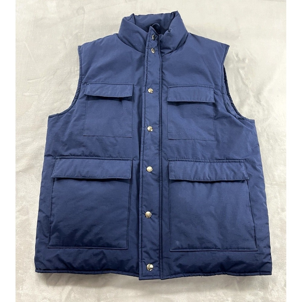 Golden Bear Quilted Down Vest Jacket Men XL Navy Mock Neck Waterfowl Outdoor